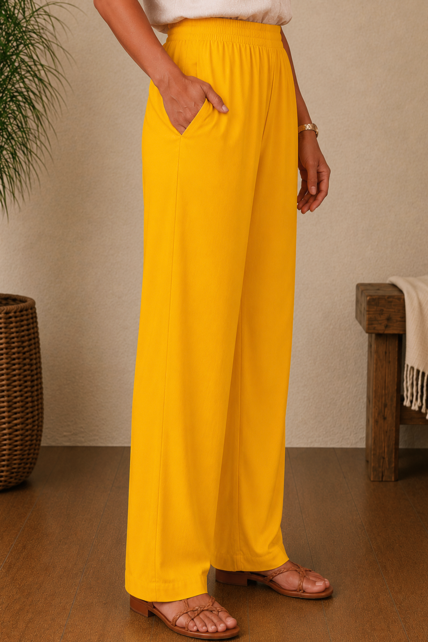 Yellow Rayon Kurti Pant