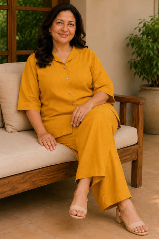 Yellow Solstice Textured Co-ord Set
