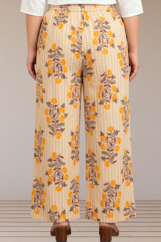 Zard Gul Stripe Palazzo Pant