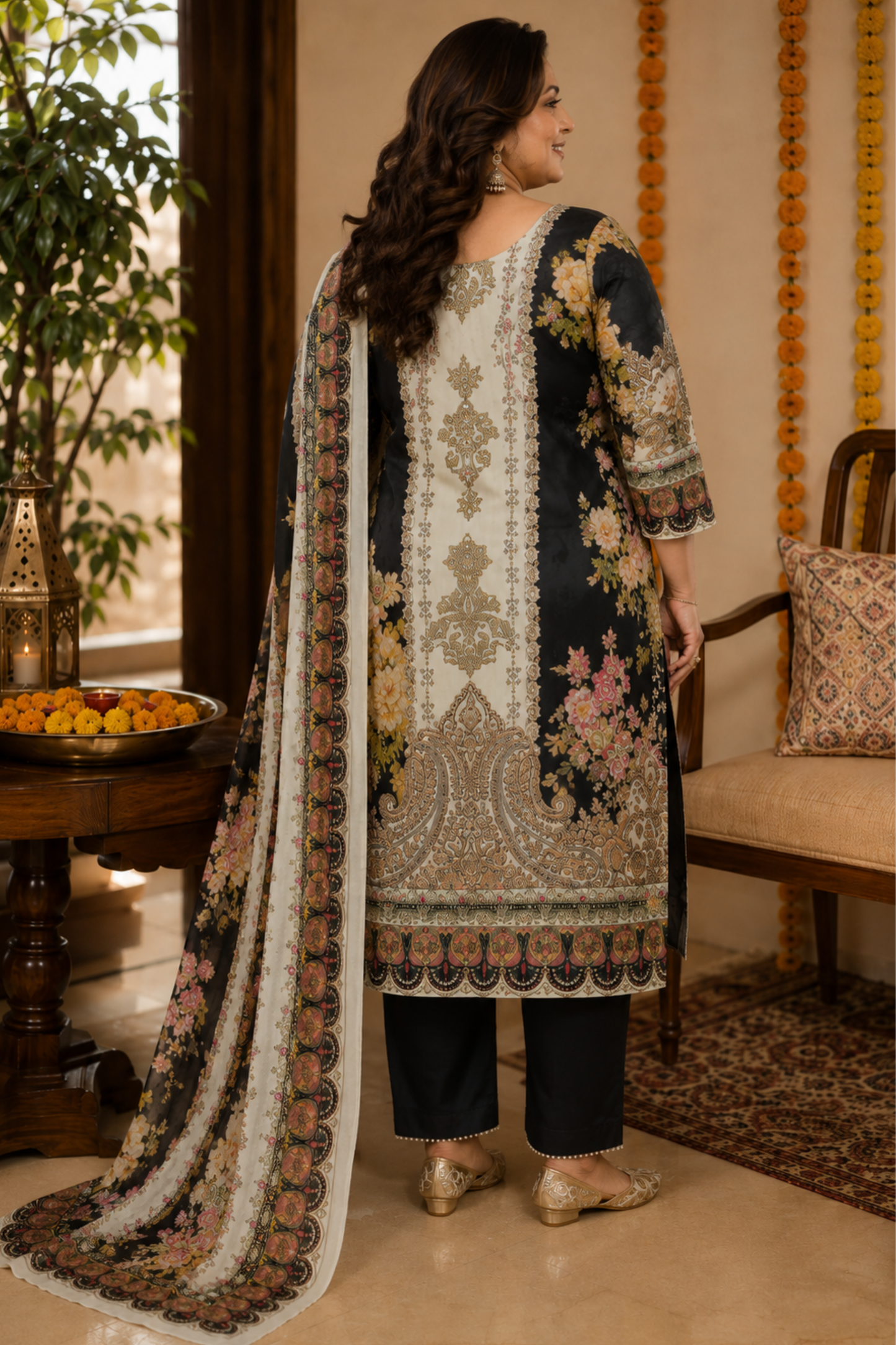 Zareen Karachi Muslin Suit with Aari Work