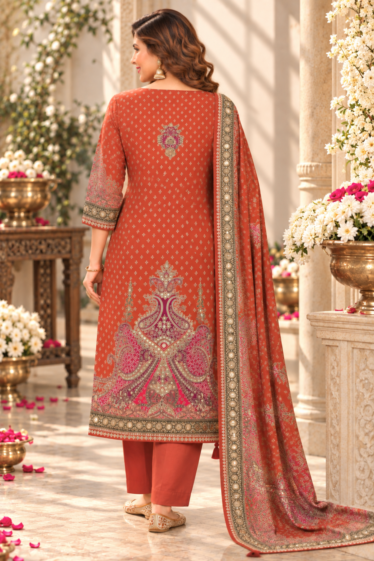 Zarqash Karachi Muslin Suit With Mirror Work