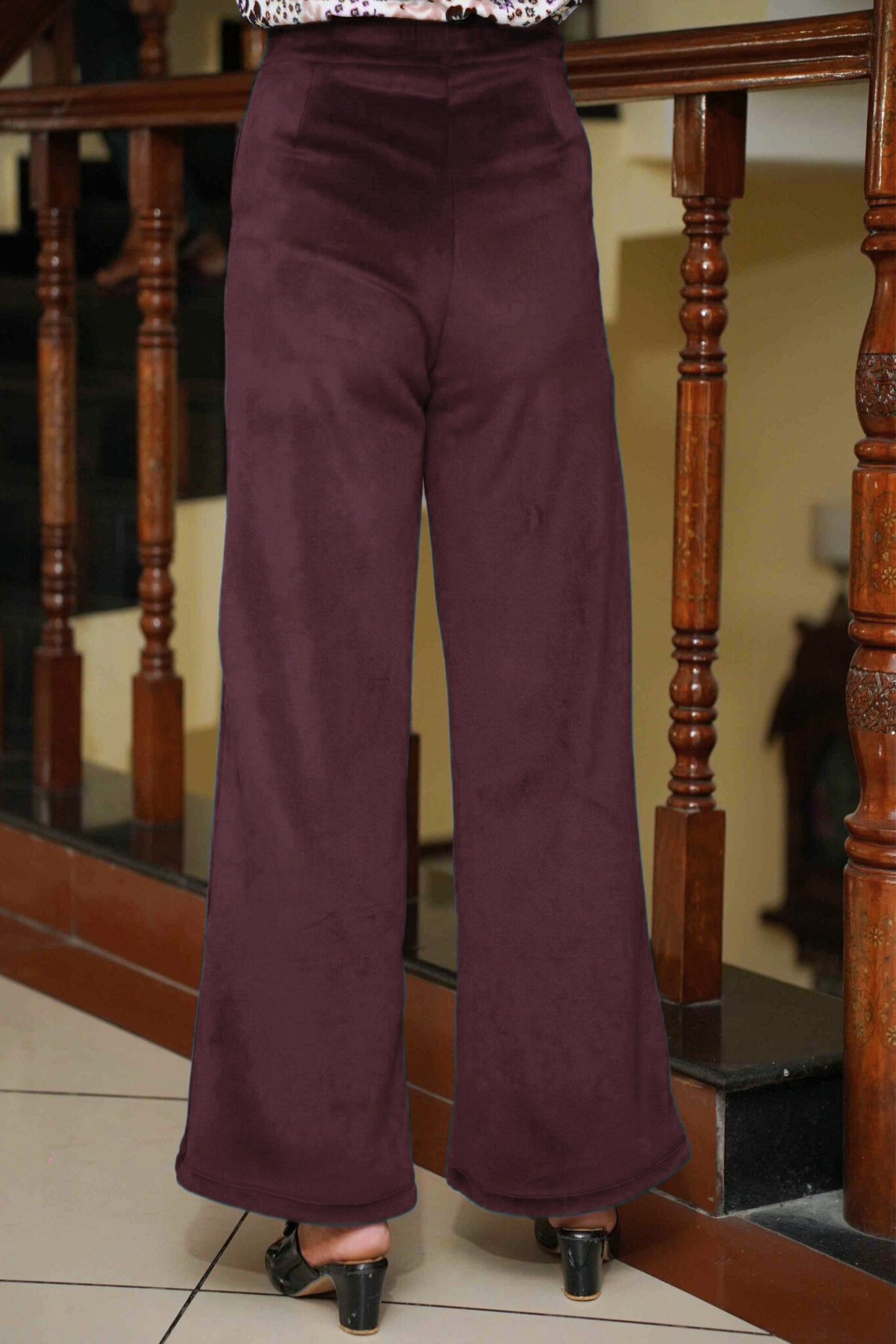 Burgundy Velvet Fleece Pants
