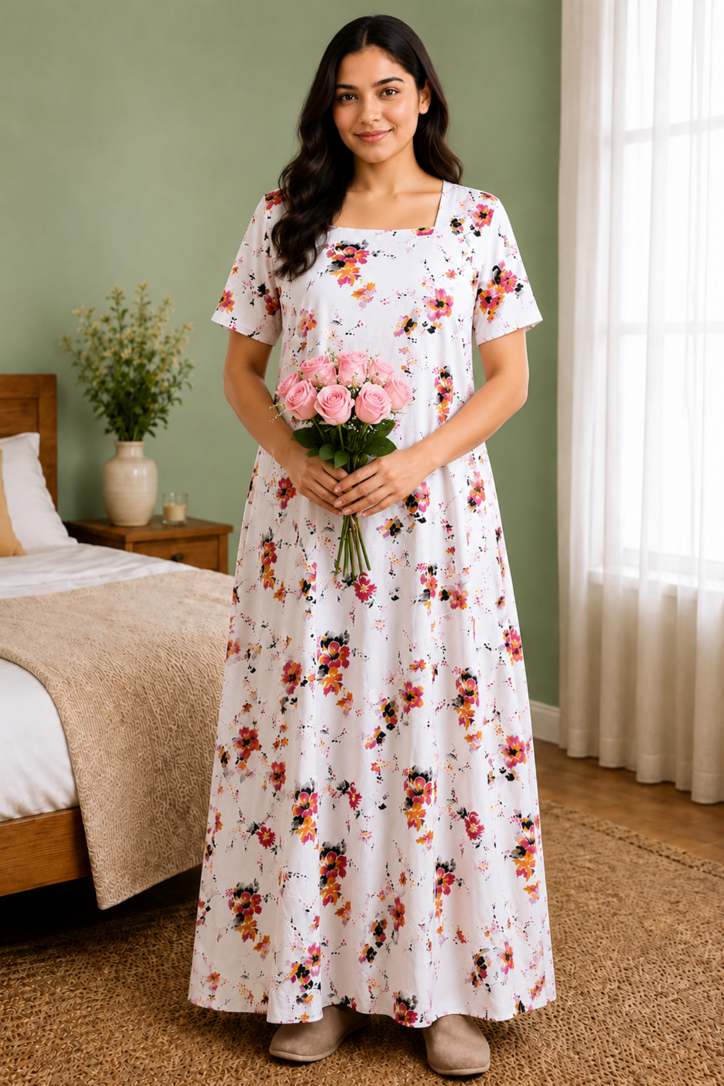 Ivory Mayfair Rayon Lounge Dress