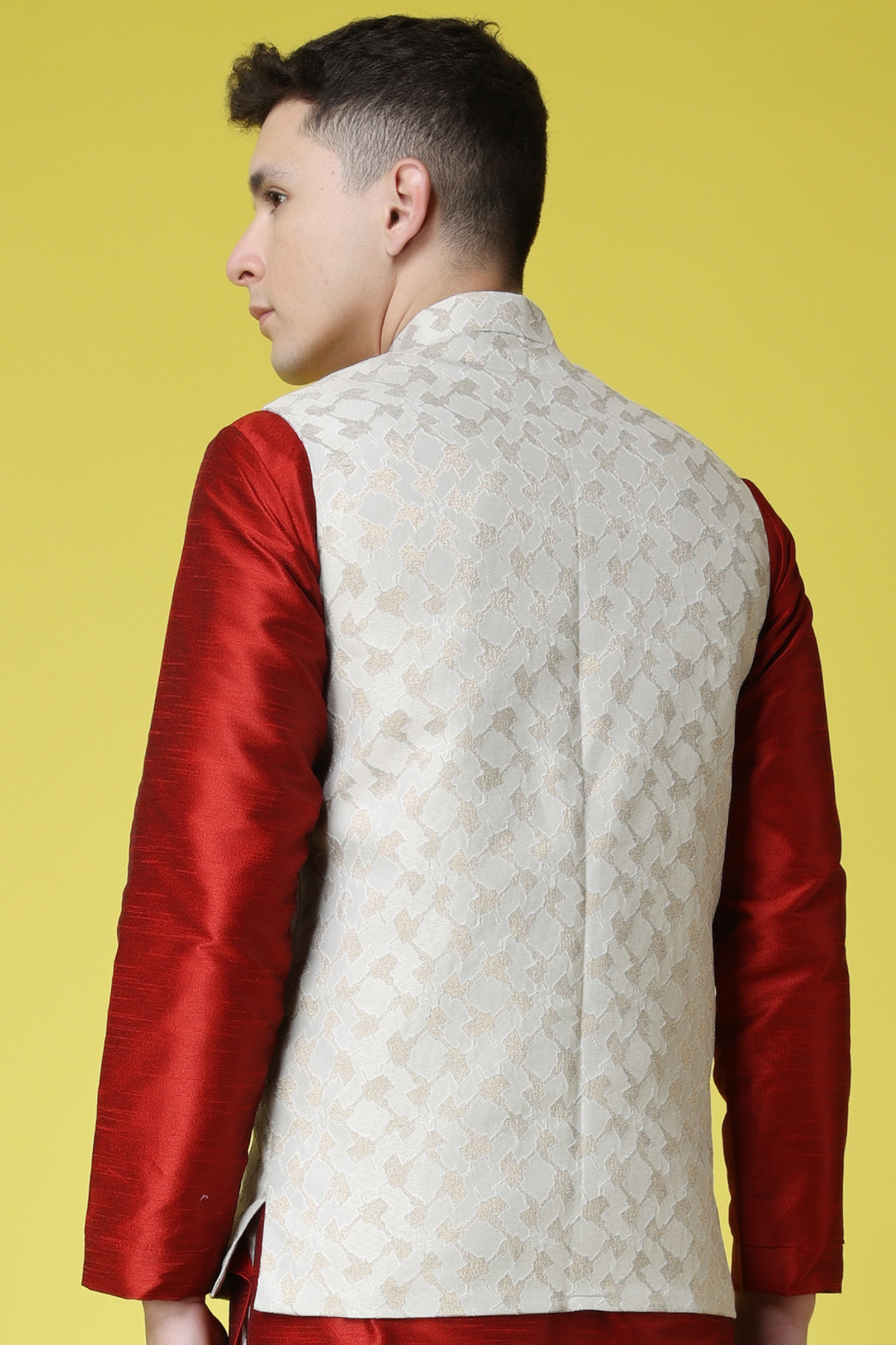 Buy Plus Size Ivory White Textured Vasket At Apella | Sizes XS to 10 XL | India | Free Delivery | Customized