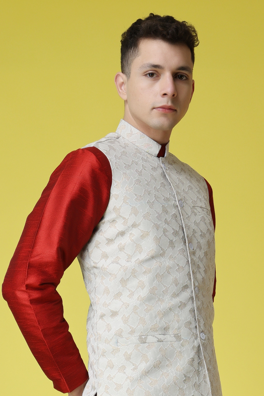 Buy Plus Size Ivory White Textured Vasket At Apella | Sizes XS to 10 XL | India | Free Delivery | Customized