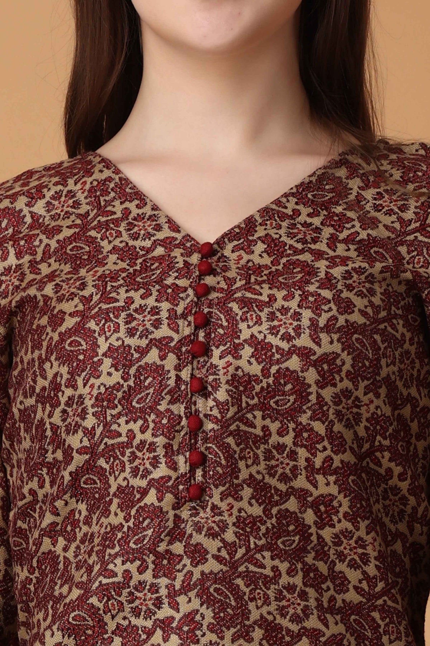 Buy Plus Size Maroon Delight Woollen Kurta Set At Apella | Sizes XS to 10 XL | India | Free Delivery | Customized