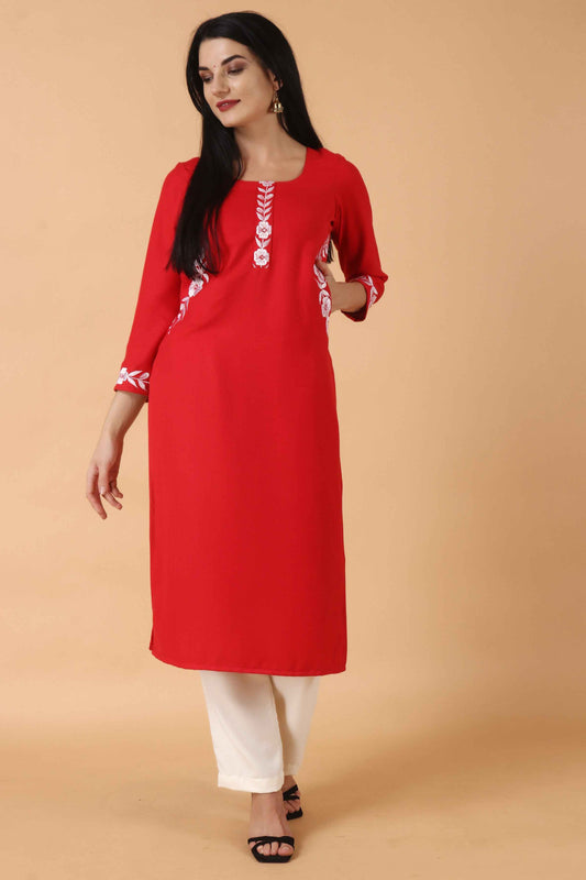 Buy Plus Size Fiery Tomato Woollen Kurta Set At Apella | Sizes XS to 10 XL | India | Free Delivery | Customized