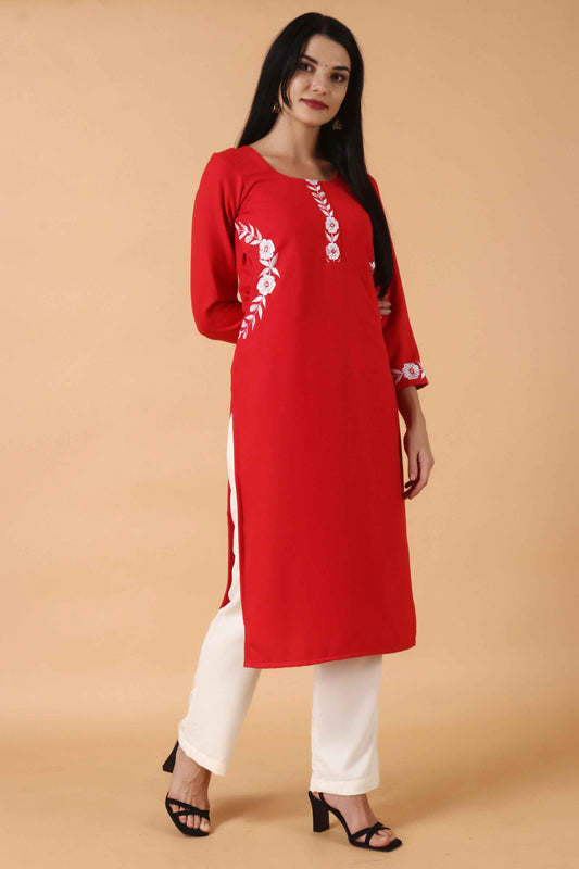 Buy Plus Size Fiery Tomato Woollen Kurta Set At Apella | Sizes XS to 10 XL | India | Free Delivery | Customized