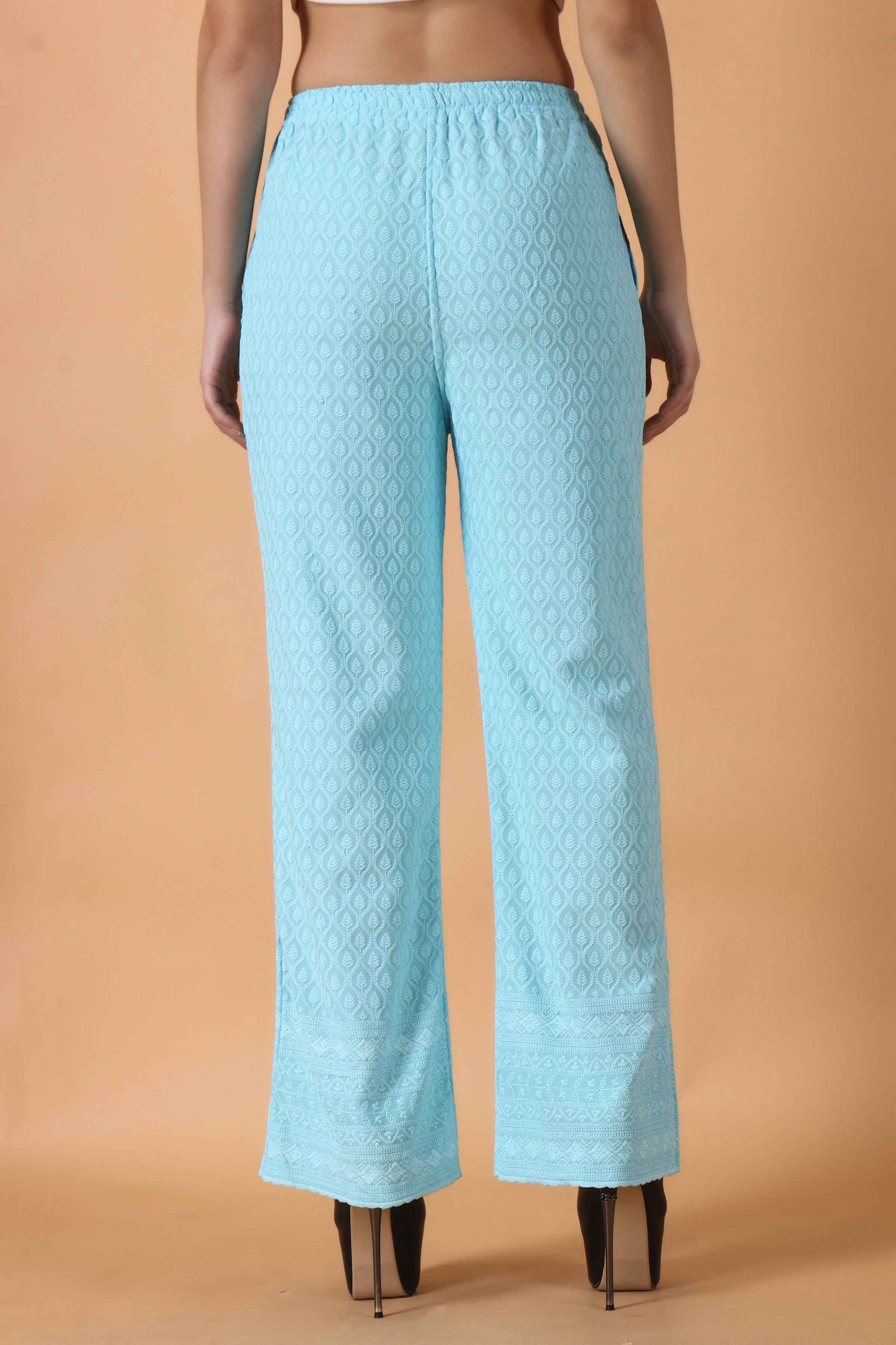 Buy Plus Size Full Chikankari Palazzo At Apella | Sizes XS to 10 XL | India | Free Delivery | Customized