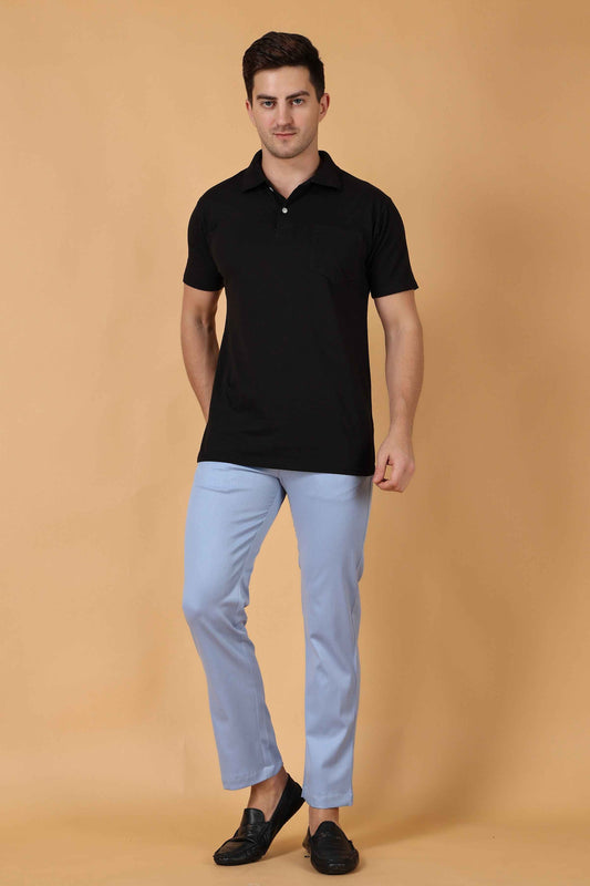 Buy Plus Size Sky Cotton Lycra Chinos At Apella | Sizes XS to 10 XL | India | Free Delivery | Customized