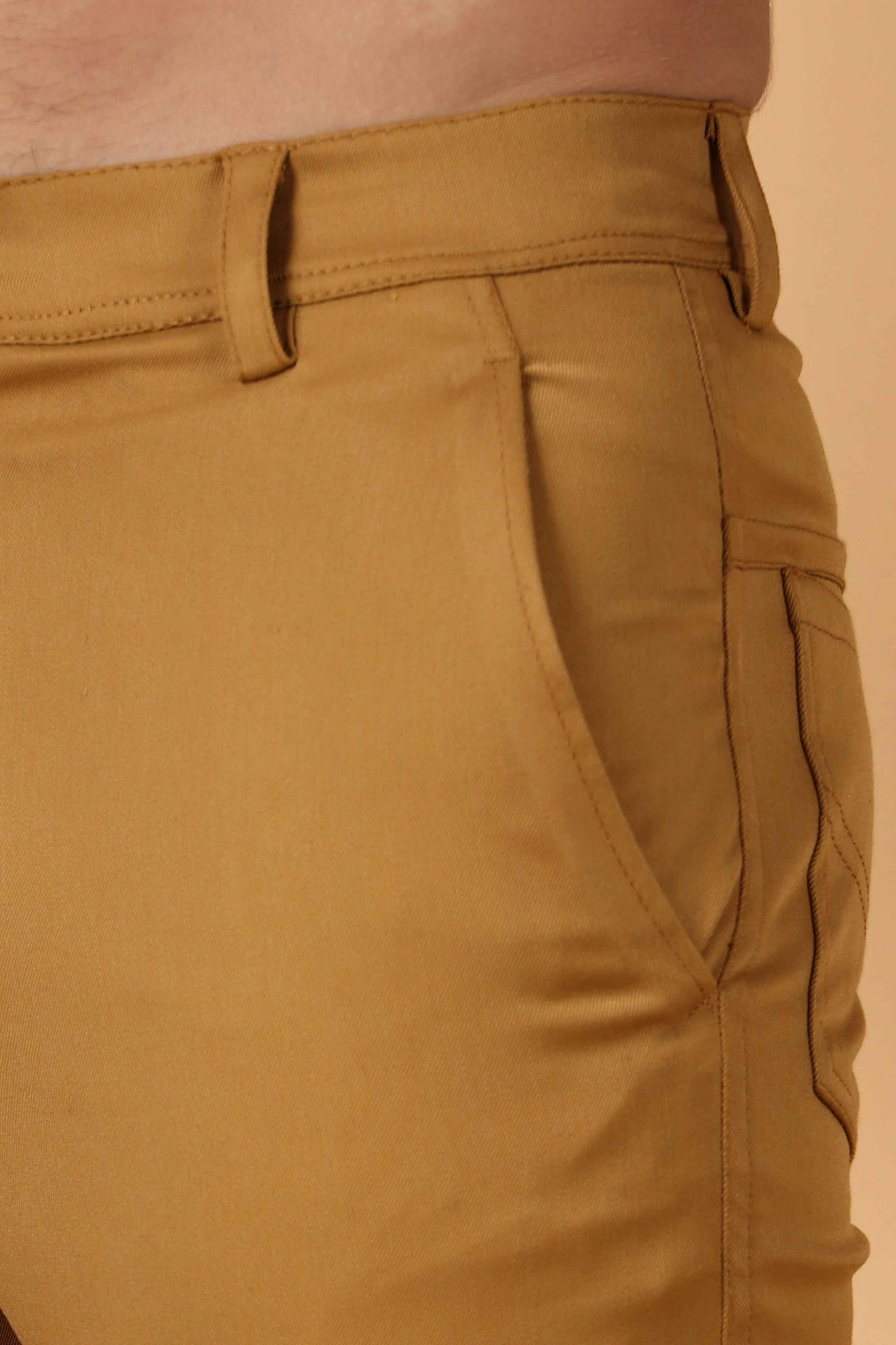 Buy Plus Size Dark Beige Cotton Lycra Chinos At Apella | Sizes XS to 10 XL | India | Free Delivery | Customized