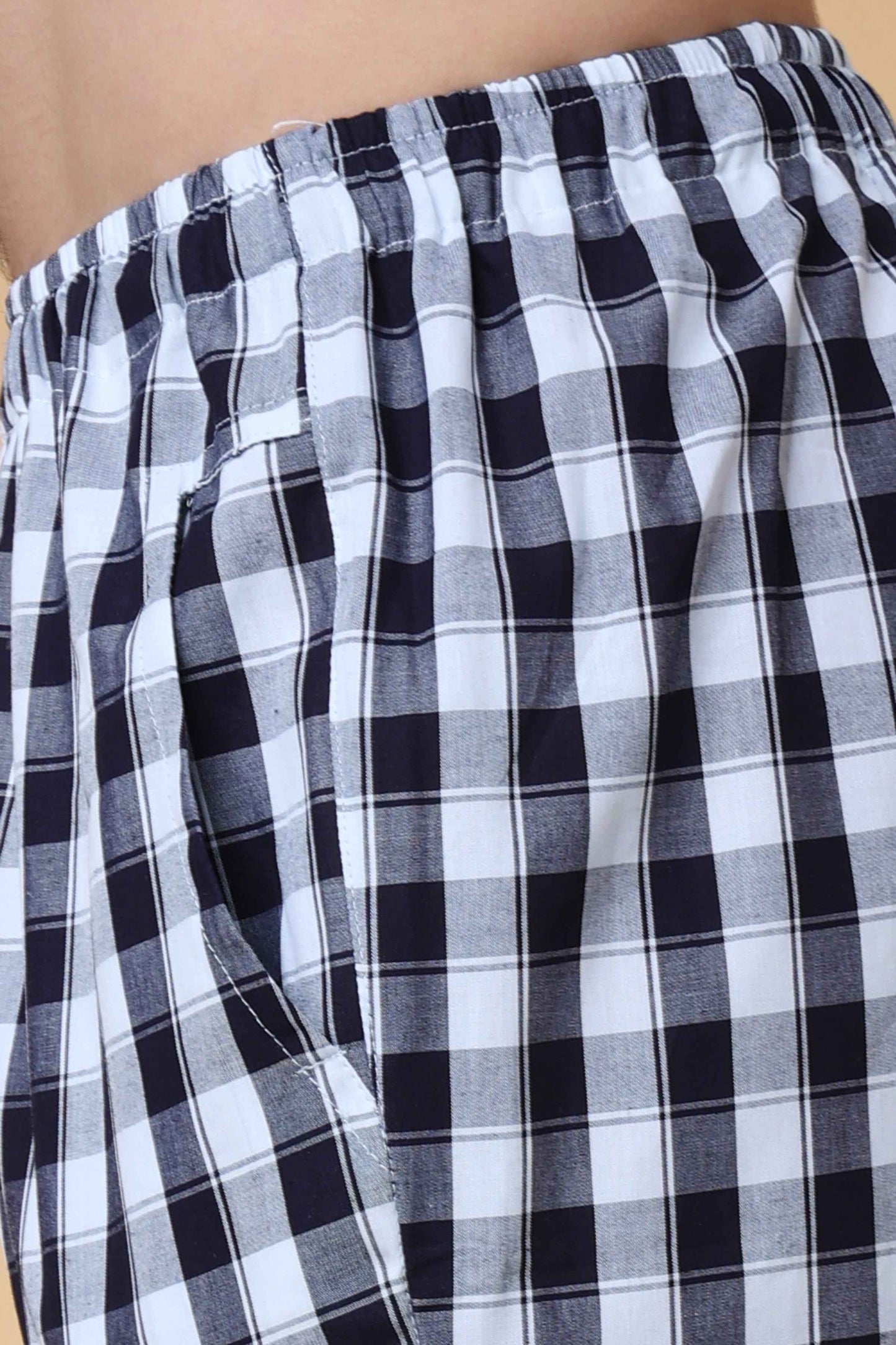 Buy Plus Size Classic Black Checked Cotton Pajama At Apella | Sizes XS to 10 XL | India | Free Delivery | Customized