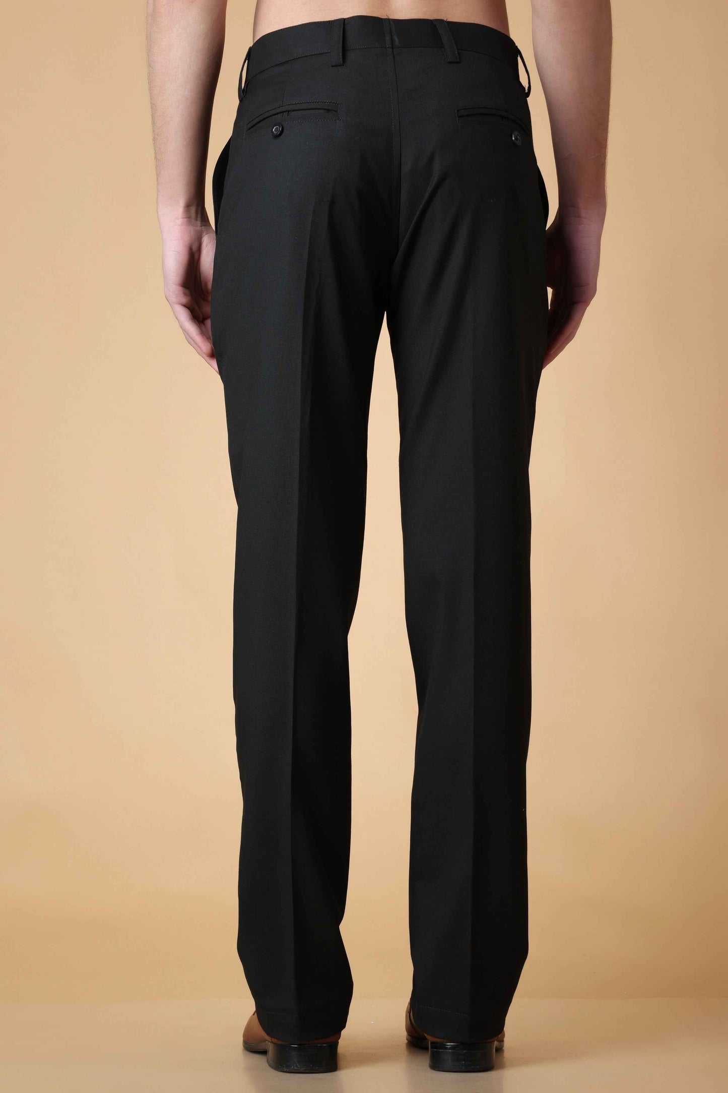 Buy Plus Size Classic Black Stretch Trousers At Apella | Sizes XS to 10 XL | India | Free Delivery | Customized