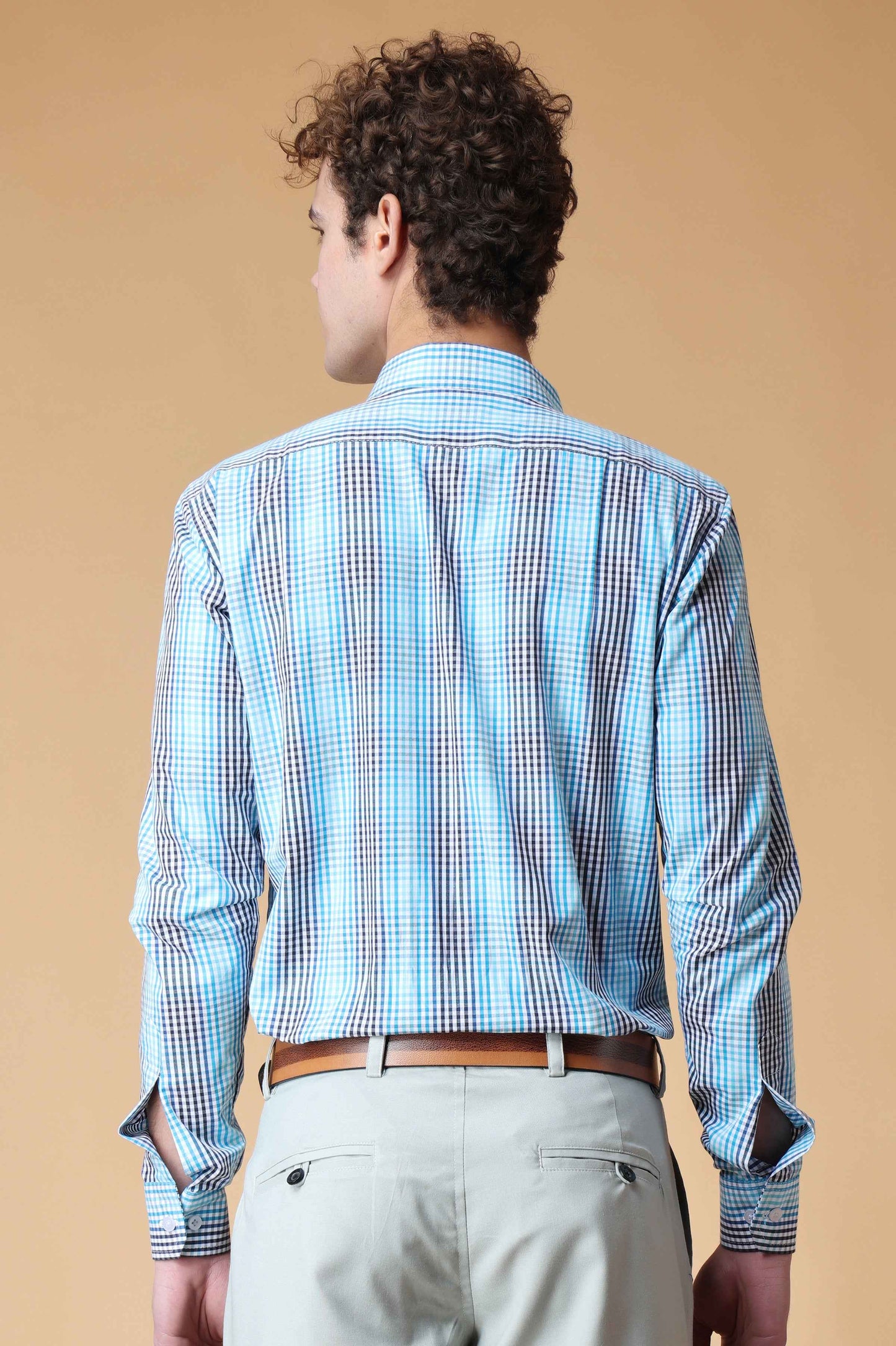 Buy Plus Size Shades of Blue Checked Shirt At Apella | Sizes XS to 10 XL | India | Free Delivery | Customized