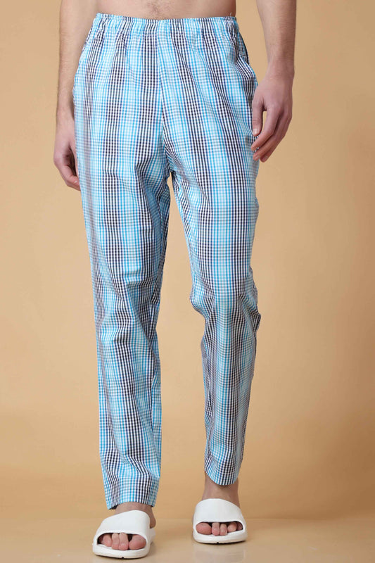 Buy Plus Size All The Blues Checked Pajama At Apella | Sizes XS to 10 XL | India | Free Delivery | Customized