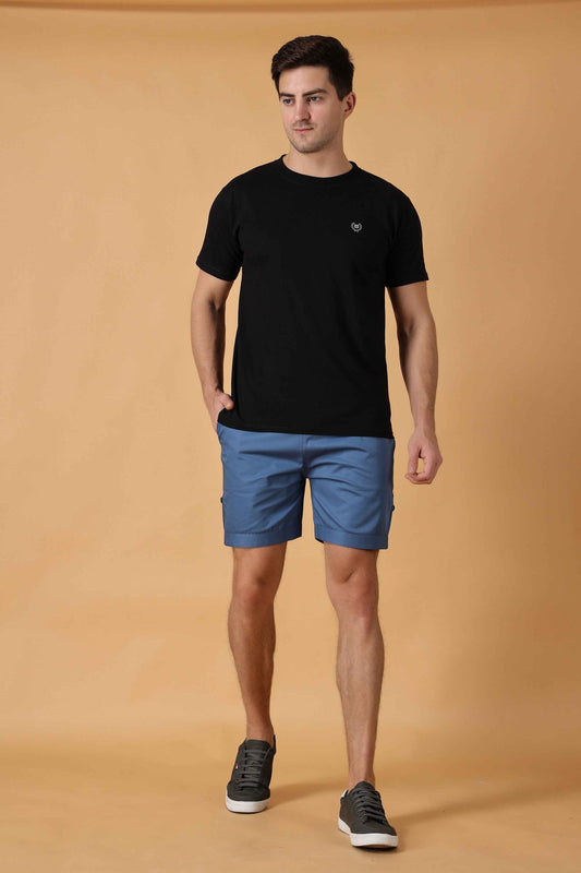 Buy Plus Size Persian Blue Cotton Shorts At Apella | Sizes XS to 10 XL | India | Free Delivery | Customized