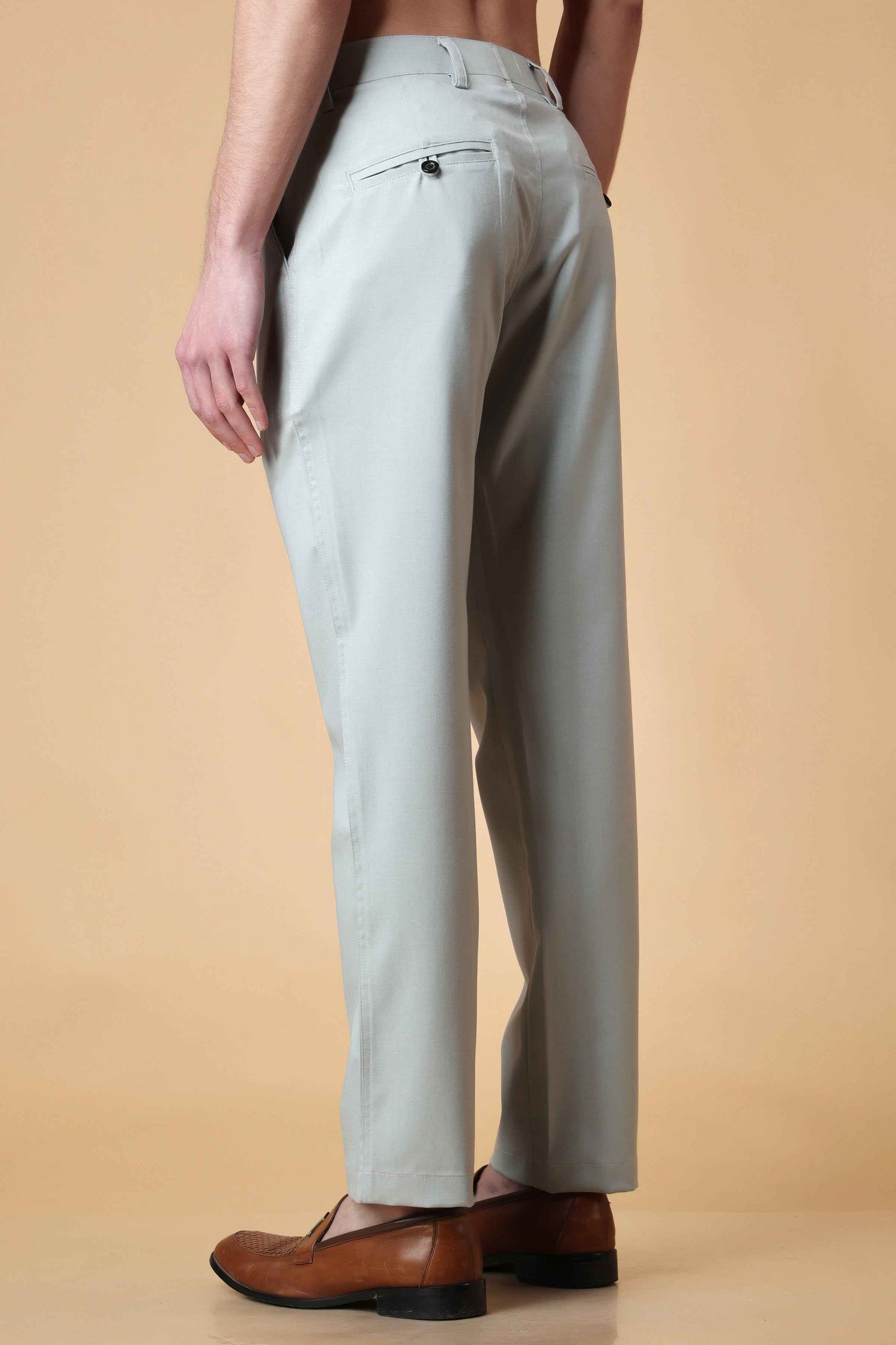 Buy Plus Size Misty Grey Formal Trousers At Apella | Sizes XS to 10 XL | India | Free Delivery | Customized