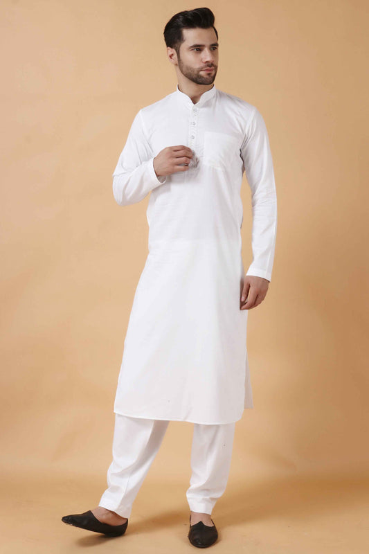 Buy Plus Size White Detailed Kurta At Apella | Sizes XS to 10 XL | India | Free Delivery | Customized