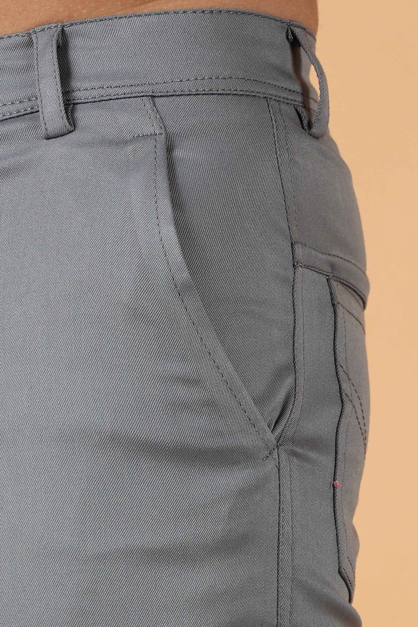 Buy Plus Size Grey Cotton Lycra Chinos At Apella | Sizes XS to 10 XL | India | Free Delivery | Customized