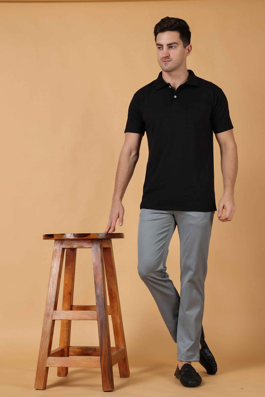 Buy Plus Size Grey Cotton Lycra Chinos At Apella | Sizes XS to 10 XL | India | Free Delivery | Customized