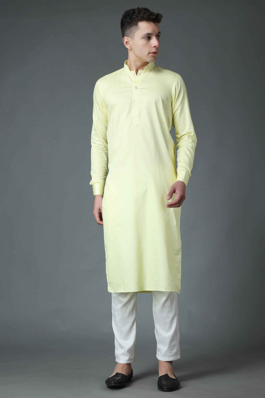 Buy Plus Size Lemon Ice Cotton Kurta At Apella | Sizes XS to 10 XL | India | Free Delivery | Customized