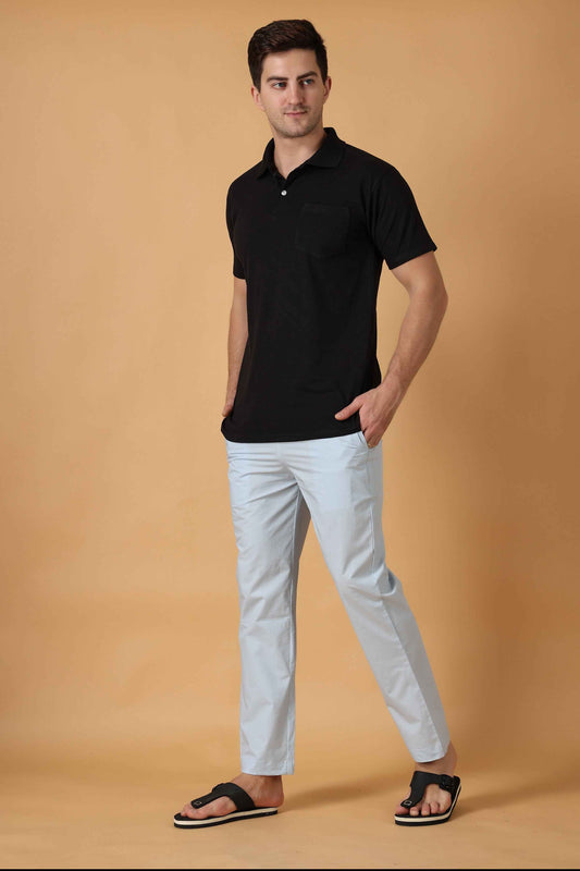 Buy Plus Size Powder Blue Cotton Pant Pajama At Apella | Sizes XS to 10 XL | India | Free Delivery | Customized