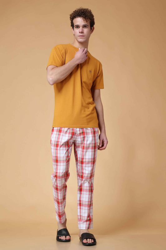 Buy Plus Size Red Checked Cotton Pant Pajama At Apella | Sizes XS to 10 XL | India | Free Delivery | Customized