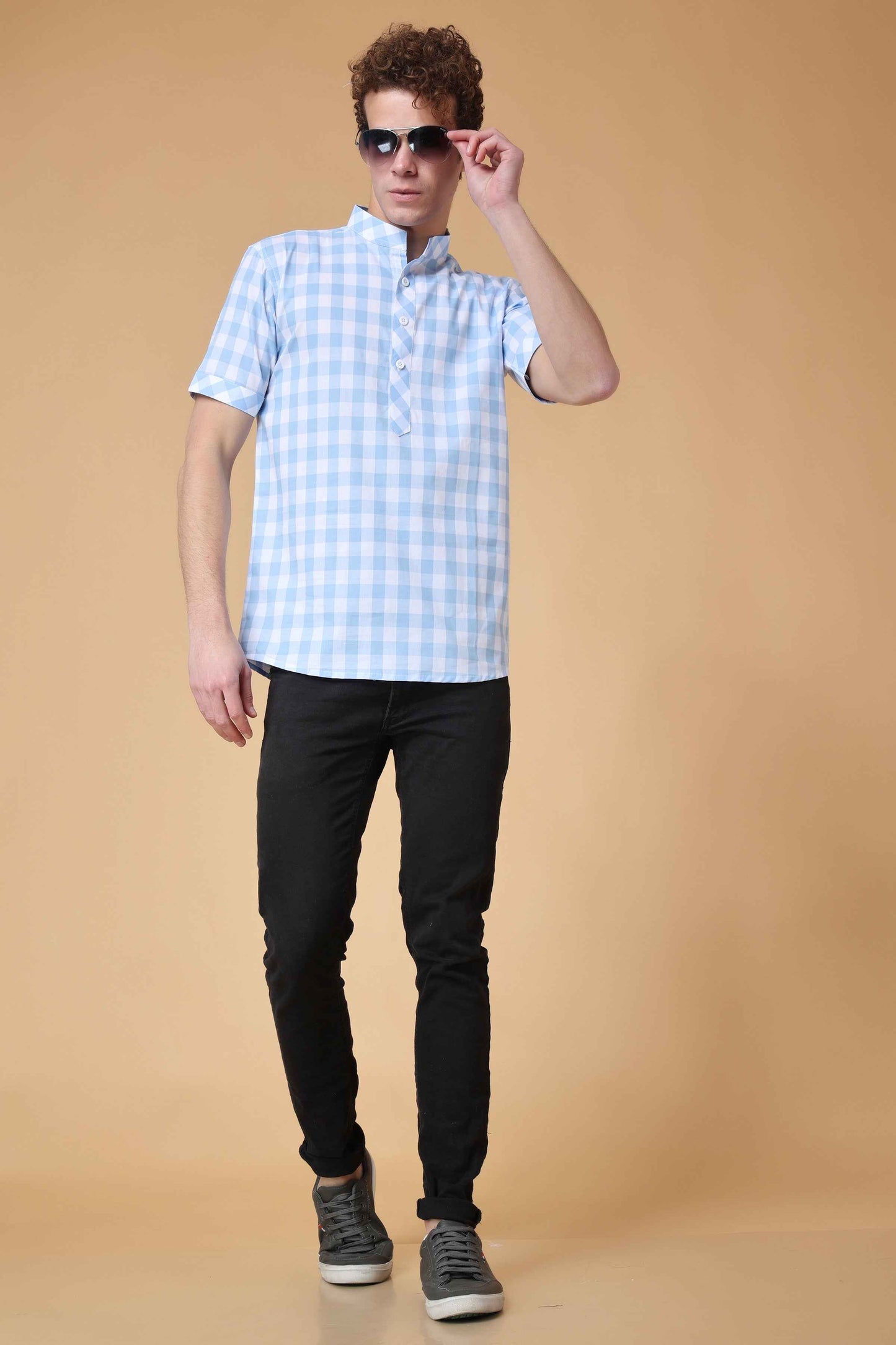 Buy Plus Size Beyond Horizon Checked Kurta At Apella | Sizes XS to 10 XL | India | Free Delivery | Customized