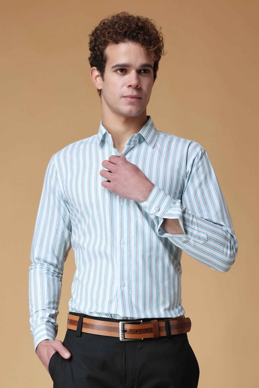 Buy Plus Size Eternal Sky Striped Shirt At Apella | Sizes XS to 10 XL | India | Free Delivery | Customized