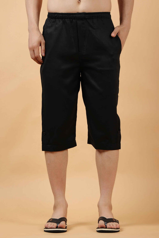 Buy Plus Size Candy Black Tencel Capri At Apella | Sizes XS to 10 XL | India | Free Delivery | Customized