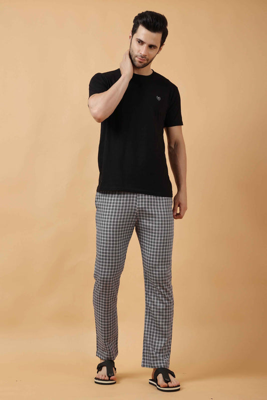 Buy Plus Size Twilight Black Checked Cotton Pajama At Apella | Sizes XS to 10 XL | India | Free Delivery | Customized