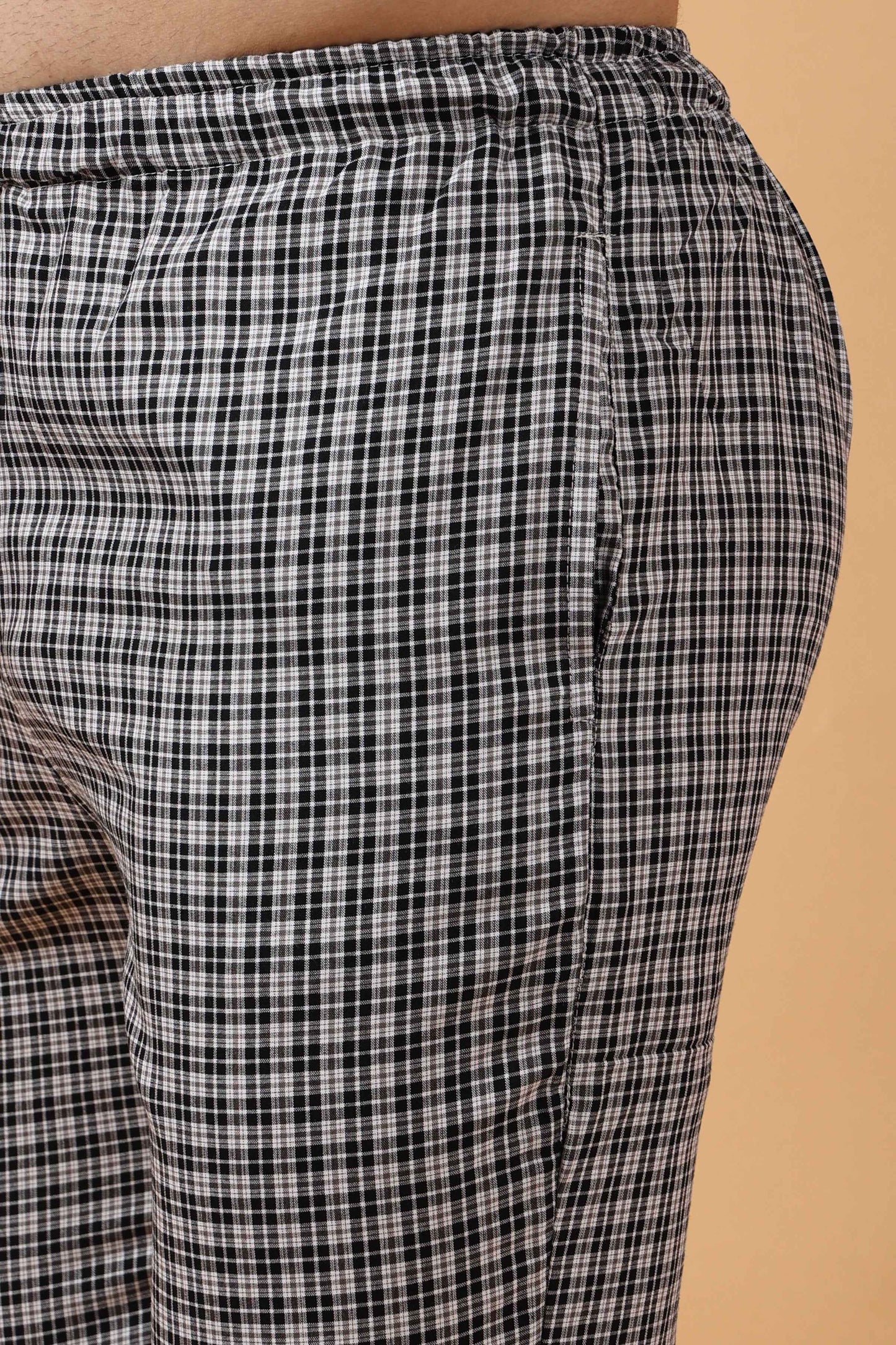 Buy Plus Size Twilight Black Checked Cotton Pajama At Apella | Sizes XS to 10 XL | India | Free Delivery | Customized