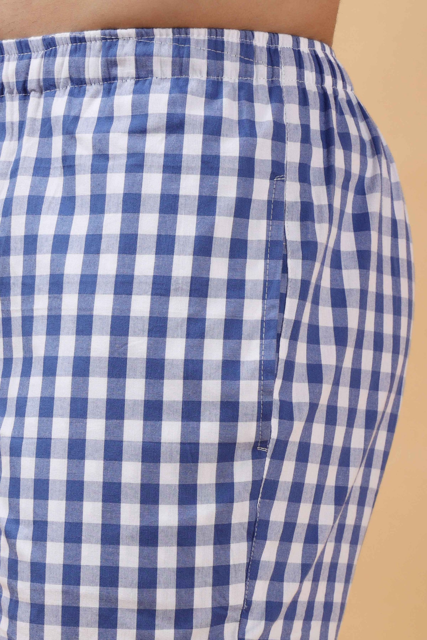 Buy Plus Size Mystic Blue Poplin Cotton Pajama At Apella | Sizes XS to 10 XL | India | Free Delivery | Customized