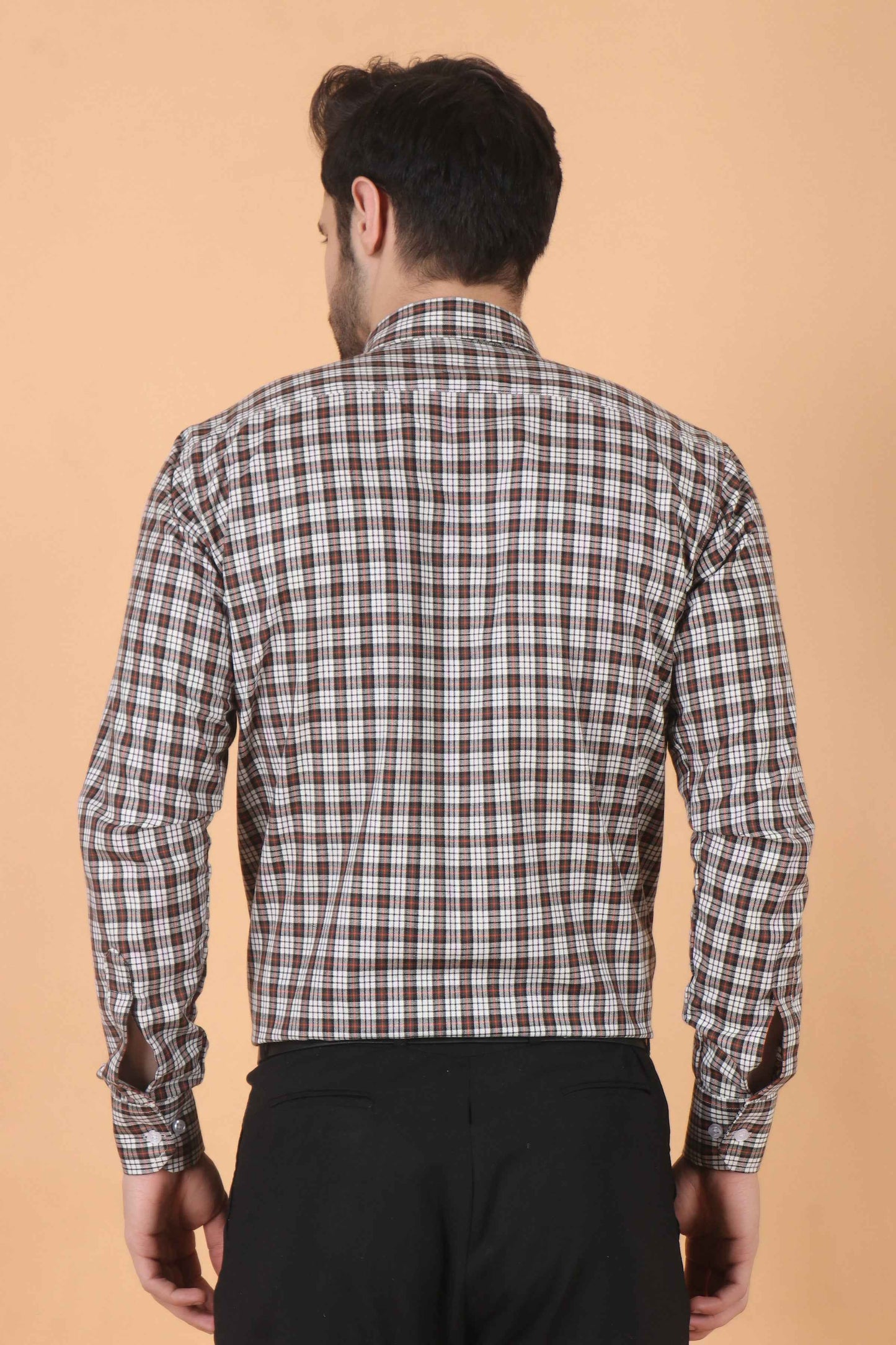 Buy Plus Size Walnut Checked Woollen Shirt At Apella | Sizes XS to 10 XL | India | Free Delivery | Customized