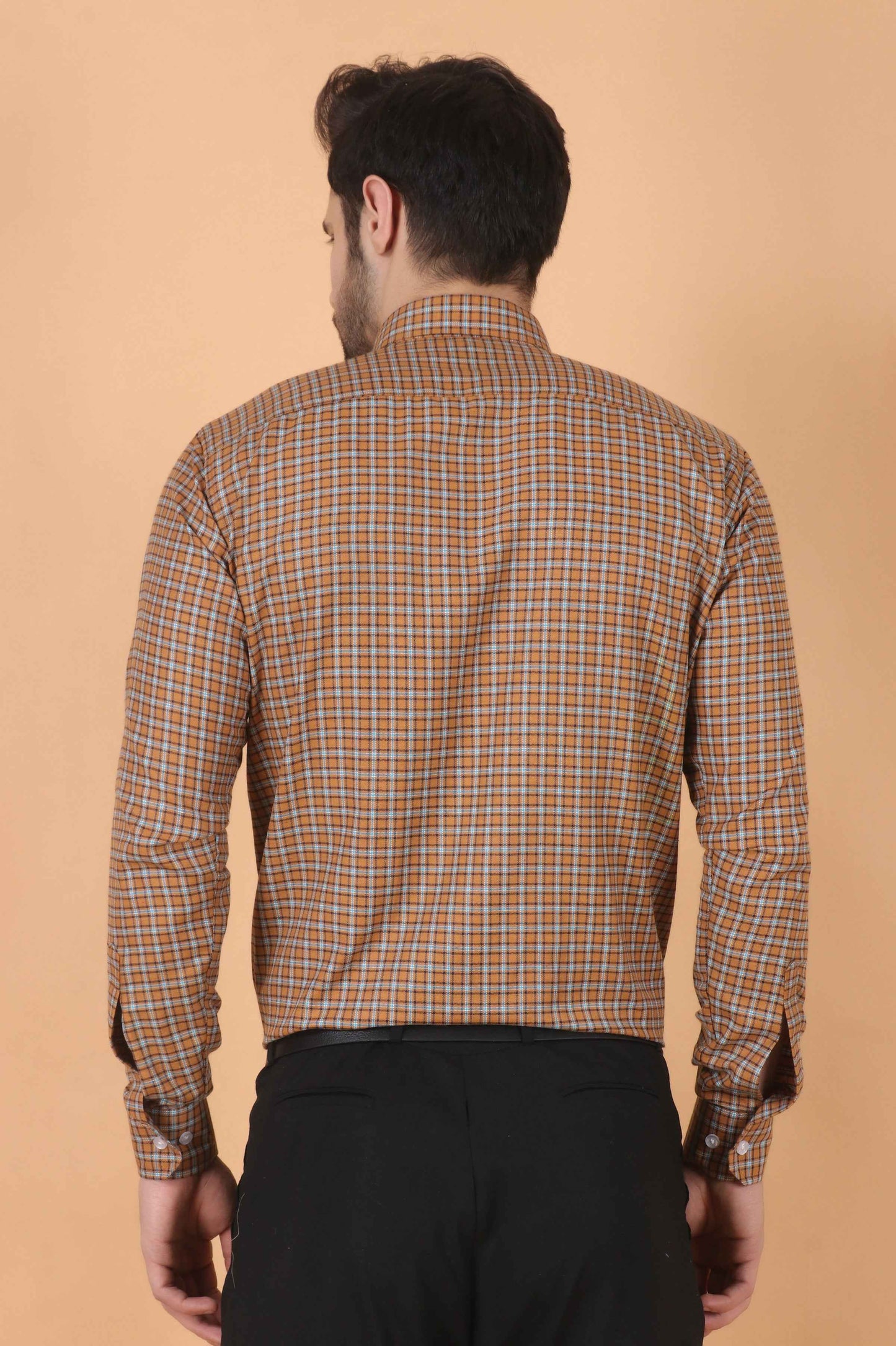 Buy Plus Size Brown Checked Woollen Shirt At Apella | Sizes XS to 10 XL | India | Free Delivery | Customized