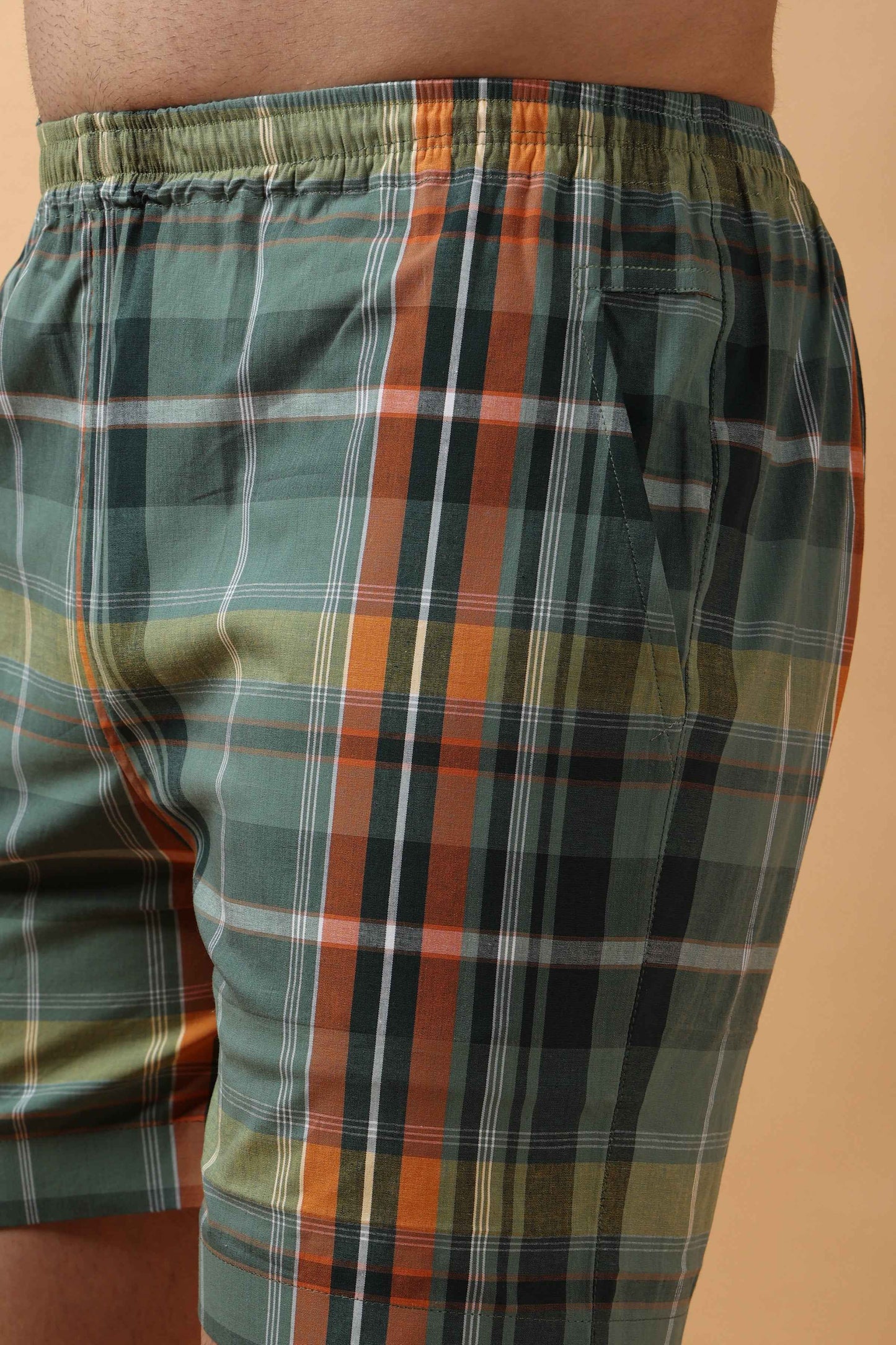 Buy Plus Size Pine Green Poplin Cotton Shorts At Apella | Sizes XS to 10 XL | India | Free Delivery | Customized