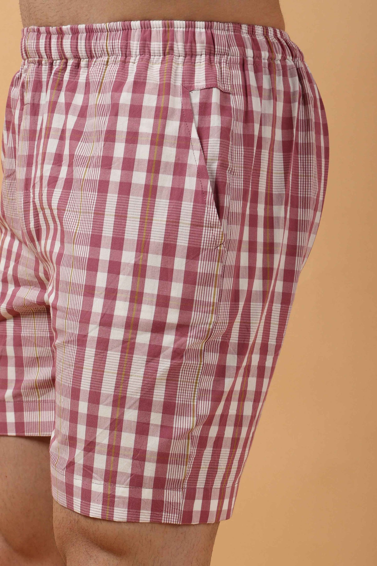 Buy Plus Size Red Stone Poplin Cotton Shorts At Apella | Sizes XS to 10 XL | India | Free Delivery | Customized