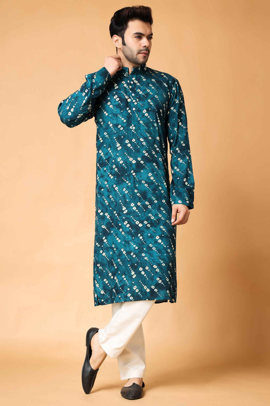 Buy Plus Size Peacock Majesty Printed Kurta Pajama At Apella | Sizes XS to 10 XL | India | Free Delivery | Customized