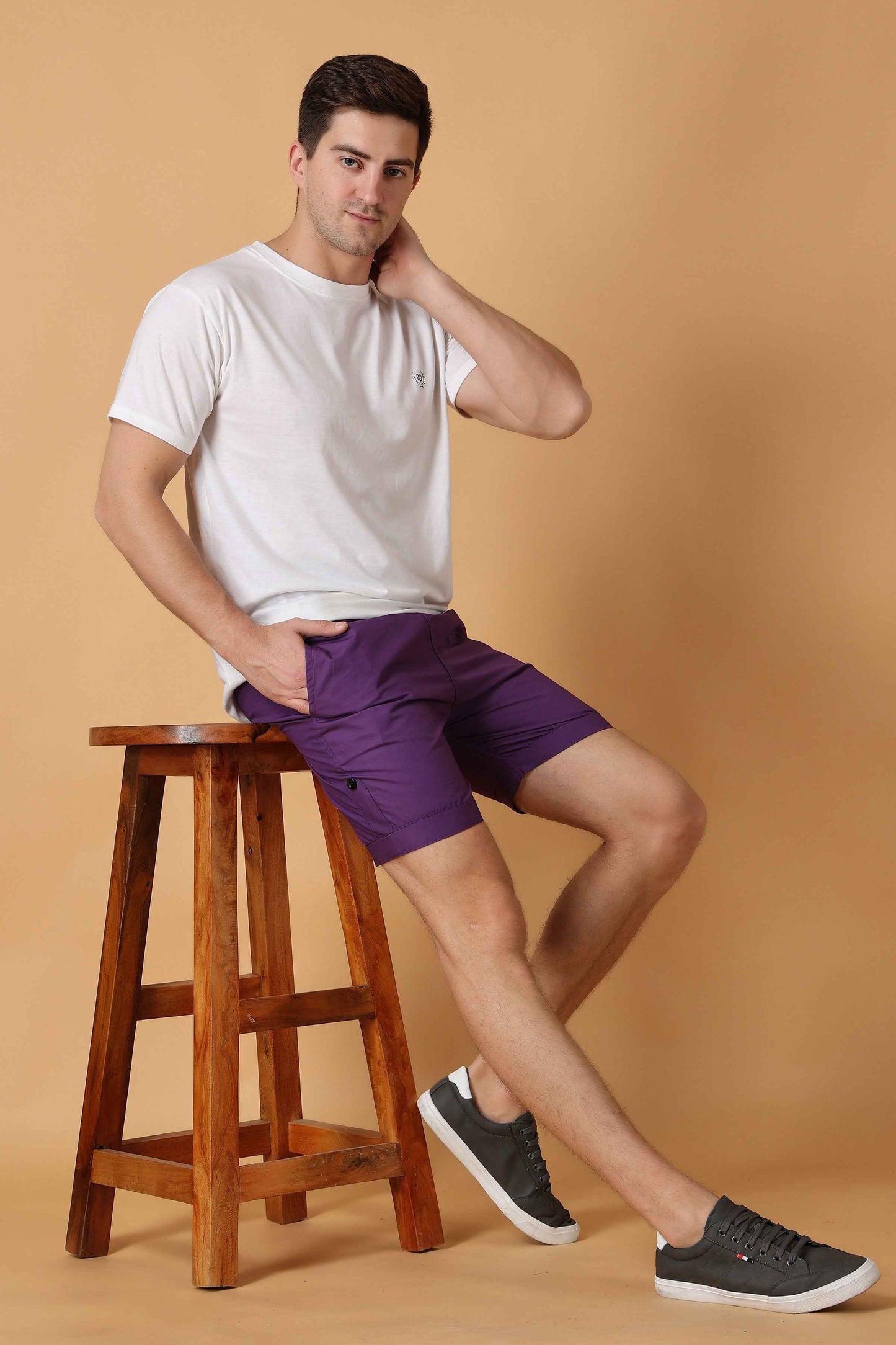 Buy Plus Size Purple Cotton Shorts At Apella | Sizes XS to 10 XL | India | Free Delivery | Customized