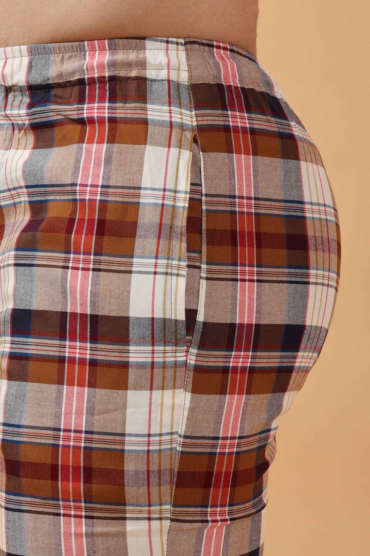 Buy Plus Size Rustic Brown Poplin Cotton Pajama At Apella | Sizes XS to 10 XL | India | Free Delivery | Customized