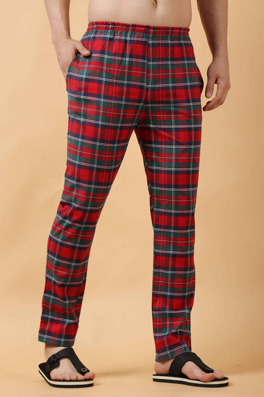 Buy Plus Size Candy Red Poplin Cotton Pajama At Apella | Sizes XS to 10 XL | India | Free Delivery | Customized