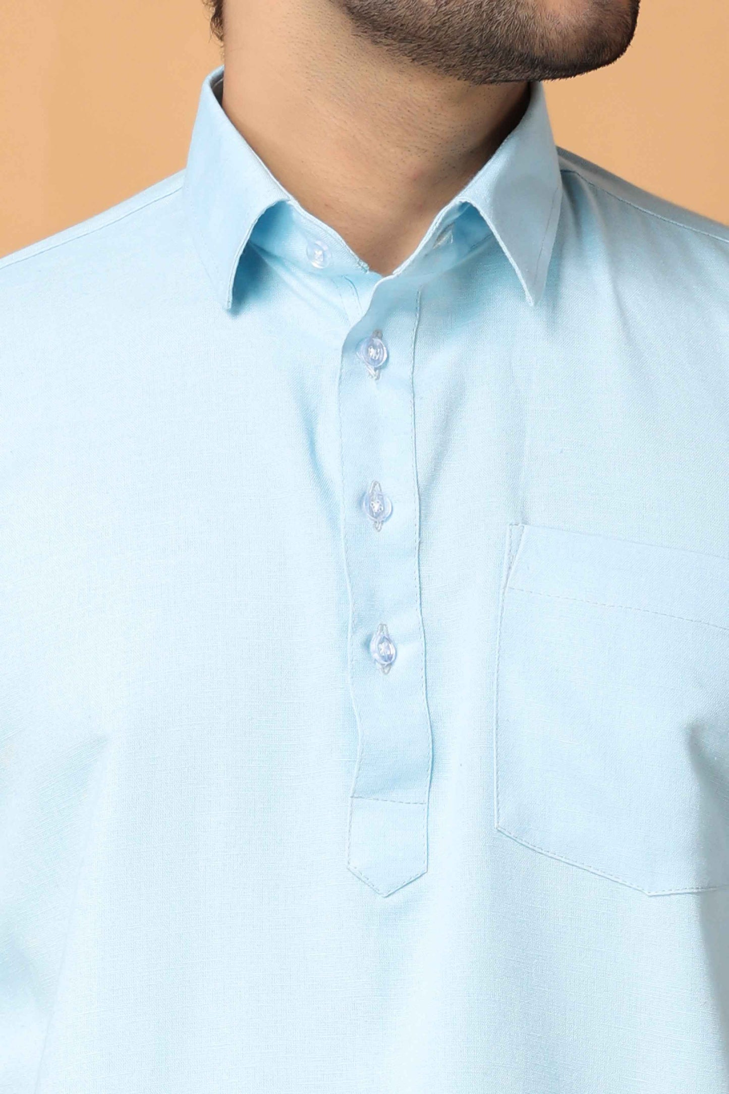 Buy Plus Size Fresh Blue Cotton Linen Kurta At Apella | Sizes XS to 10 XL | India | Free Delivery | Customized