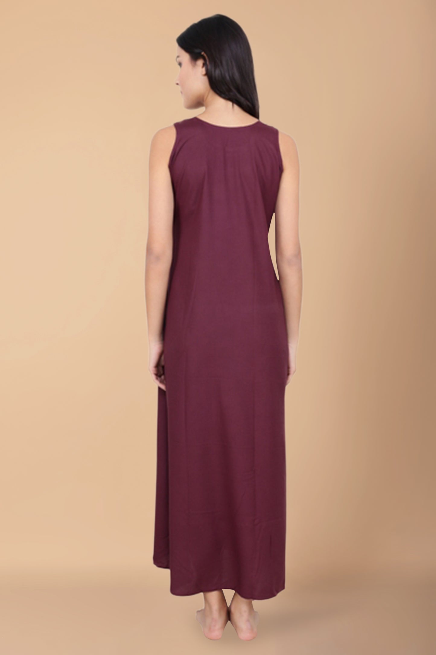 Buy Plus Size Maroon Rayon Nighty At Apella | Sizes XS to 10 XL | India | Free Delivery | Customized