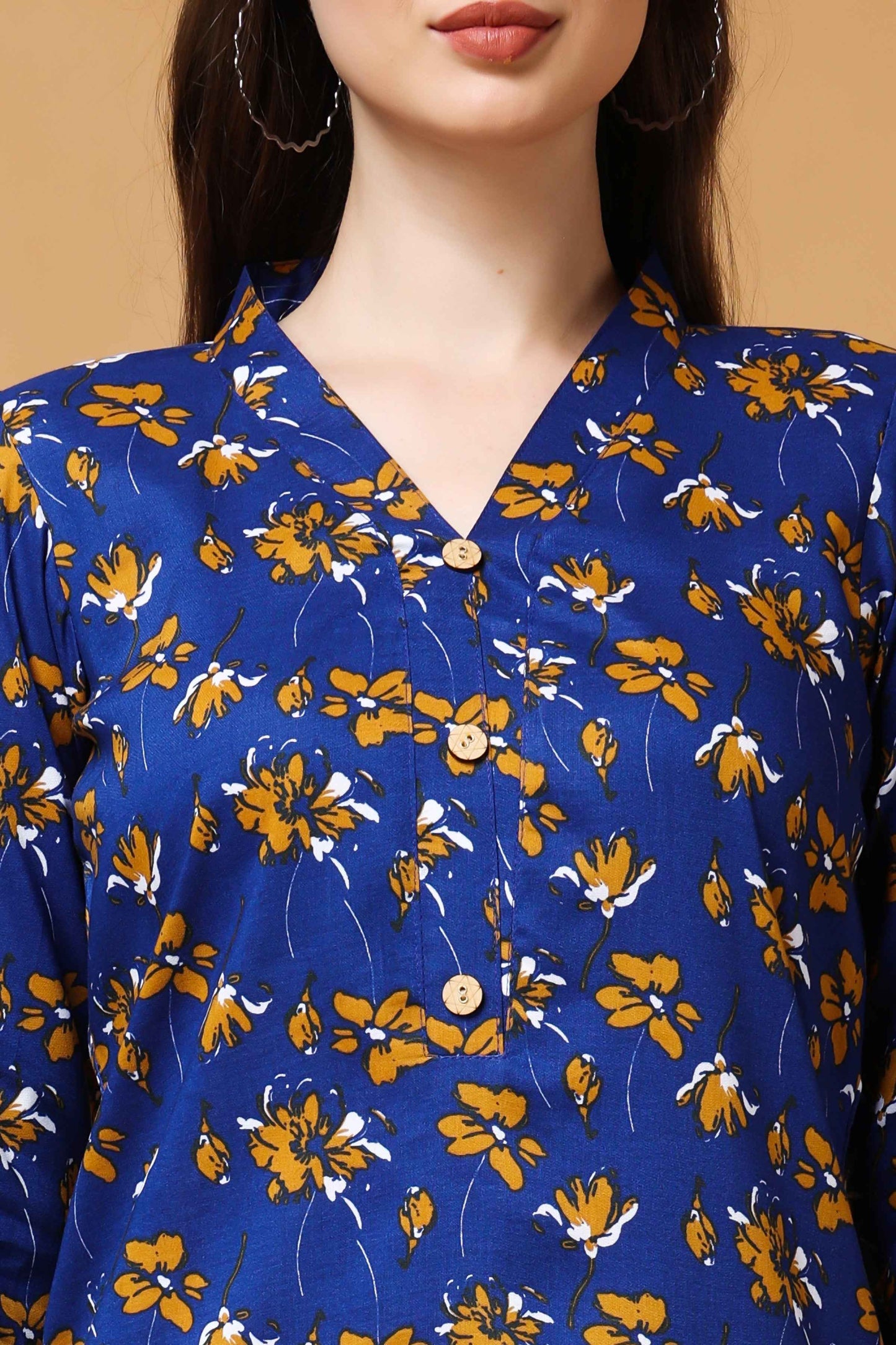 Buy Plus Size Floral Oasis Cotton Short Kurta At Apella | Sizes XS to 10 XL | India | Free Delivery | Customized