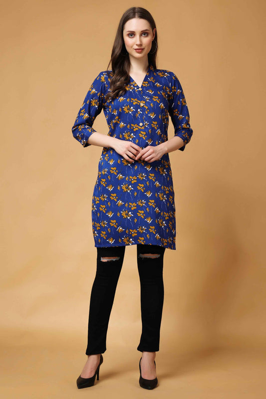 Buy Plus Size Floral Oasis Cotton Short Kurta At Apella | Sizes XS to 10 XL | India | Free Delivery | Customized