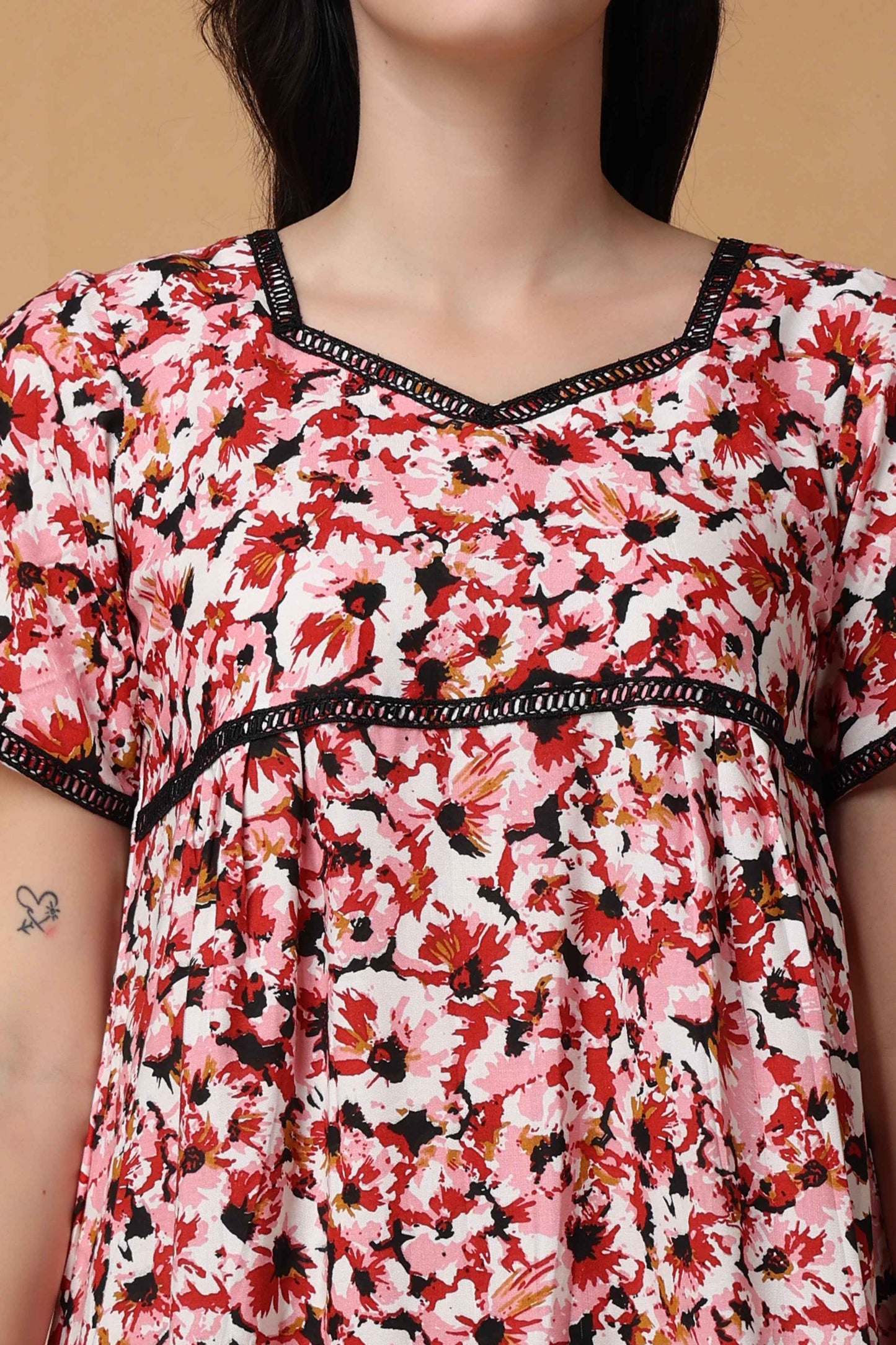 Buy Plus Size Cherry Blossom Rayon Night Gown At Apella | Sizes XS to 10 XL | India | Free Delivery | Customized