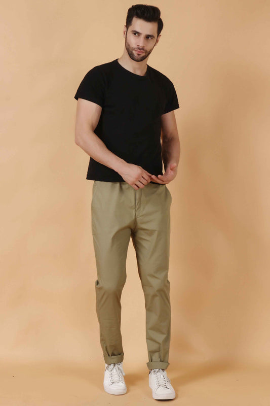 Buy Plus Size Desert Khakhi Solid Stretch Cargo At Apella | Sizes XS to 10 XL | India | Free Delivery | Customized