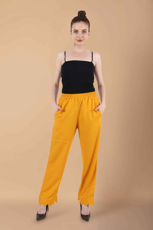 Buy Plus Size Scallop Cut Palazzo At Apella | Sizes XS to 10 XL | India | Free Delivery | Customized