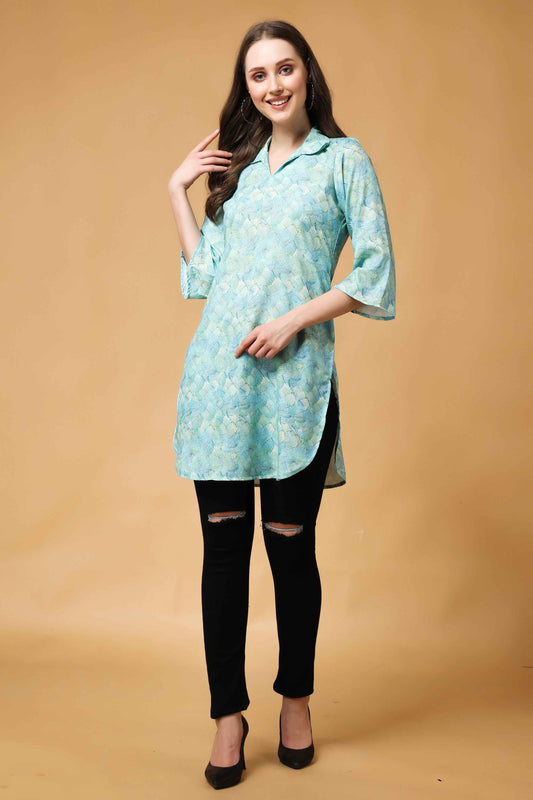 Buy Plus Size Ocean Breeze Modal Short Kurta At Apella | Sizes XS to 10 XL | India | Free Delivery | Customized