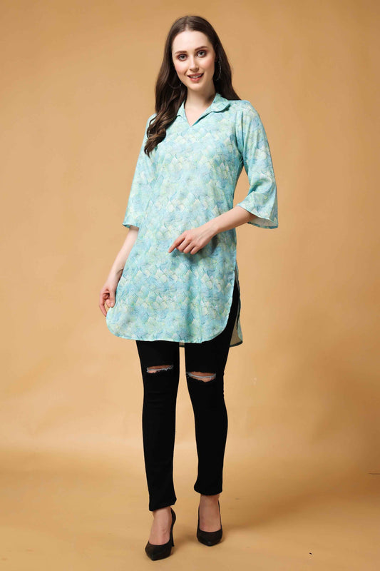 Buy Plus Size Ocean Breeze Modal Short Kurta At Apella | Sizes XS to 10 XL | India | Free Delivery | Customized